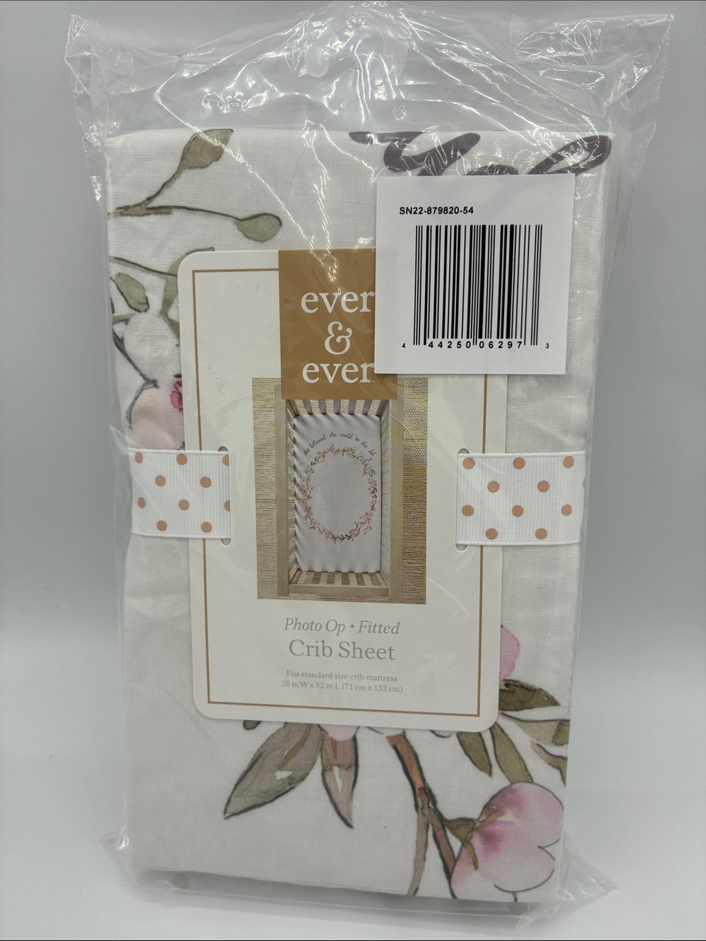 Ever & Ever Floral Wreath 100% Cotton Crib Fitted Sheet - Pink & Green
